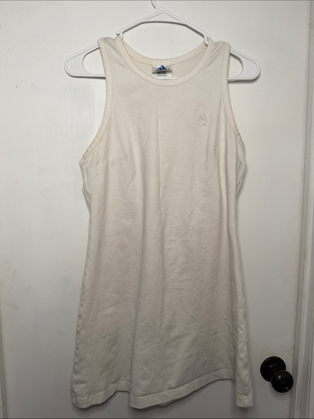 adidas Cream Sleeveless Tank Dress with Embroidered Logo